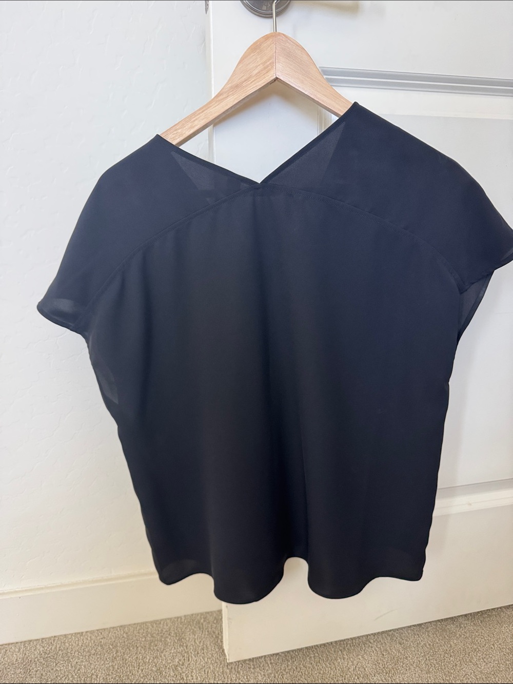 Uniqlo Black V-Neck Cap Sleeve Blouse - Picture 3 of 3